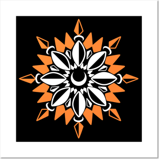 Abstract Moon Flower Print (Orange) Posters and Art